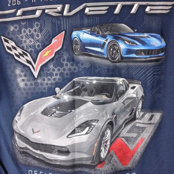 Chevy Corvette Z06 Men's T-Shirt Large Blue C7 Chevrolet Designed To Dominate - Picture 5 of 8